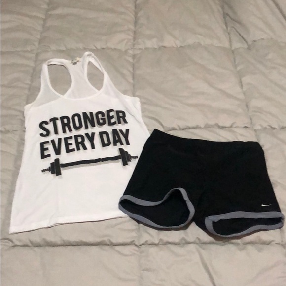 Yogi Tops - White racerback stronger every day tank top